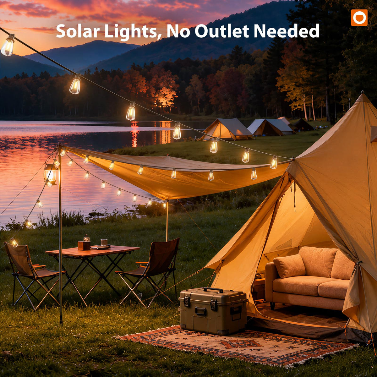 addlon 72FT Solar String Lights Outdoor, Waterproof Dimmable 24+2 LED