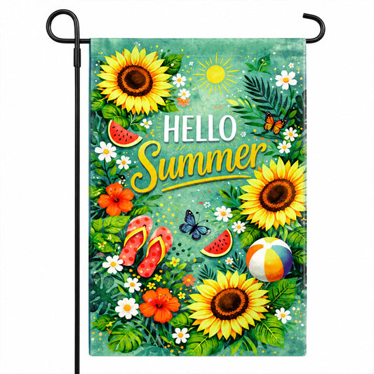 Summer Party Decorations - Summer Garden Flag 12x18 Double Sided Floral Welcome Yard Decor | Summer Farmhouse Accessories Backdrop Favors Supplies Decor for Garden Yard Porch Patio Lawn Outdoor Outside