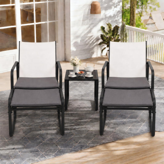 JOULEE 5 Piece Patio Bistro Conversation Set, Balcony Furniture, Gray