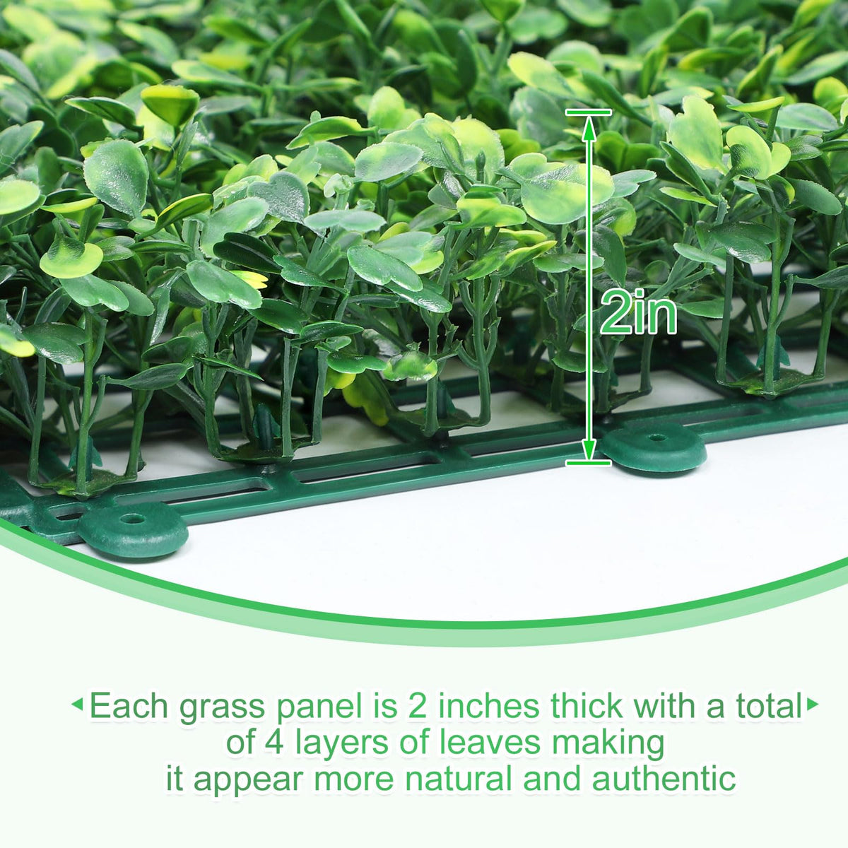 4-Layer Grass Wall Panels 20 Pack, 12”x16” Artificial Boxwood Panel