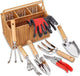 SOLIGT Garden Tools Set with Basket, Heavy Duty Stainless Steel Gardening Hand Tool with Wood Handle, Pruning Shears, Gloves - Perfect Gardening Gifts Planting Supplies for Women Men