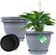 Fodetyff 10 Inch Flower Pots Planters for Indoor Outdoor Plants, 3 Pack Plastic Large Plant Pots with Drainage Hole & Tray, Modern Decorative Garden Pot with Saucer, Plant Container for House