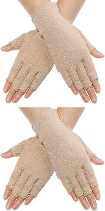 Maxdot Sun Gloves for Women UV Protection Fingerless Non Slip Sunscreen Driving Gloves for Summer Outdoor