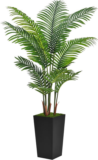 ASTIDY Artificial Palm Tree 5FT - Fake Tree with Black Tall Planter - Faux Tropical Areca Floor Plant in Pot - Artificial Silk Plant for Home Office Living Room Decor Indoor