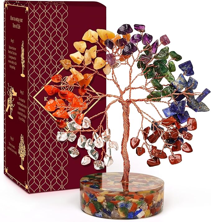 7 Chakra Tree Gifts for Women, Handmade Crystal Tree of Life for Positive Energy, Money, Good Luck, Reiki Healing, Christmas Home Decor, Office Desk Decor, Unique Birthday Gifts for Mom, Sister