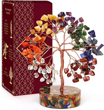 7 Chakra Tree Gifts for Women, Handmade Crystal Tree of Life for Positive Energy, Money, Good Luck, Reiki Healing, Christmas Home Decor, Office Desk Decor, Unique Birthday Gifts for Mom, Sister