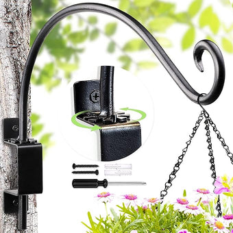 Lifyzoon Swivel Bird Feeder Hanger Hook: 16-Inch Swivel Hanging Plant Bracket, 30lb Weight Capacity - Outdoor Wall Hooks for Bird Feeder, Wind Chimes, Heavy Plants