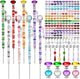 UFU 238Pcs DIY Fairy Wand Beaded Garden Stakes Kit, Fairy Wands Kit with Sparkling Crystal Pendants, Suitable for Different Holidays Garden Stakes Decorative Outdoor Beadable Items(12IN)
