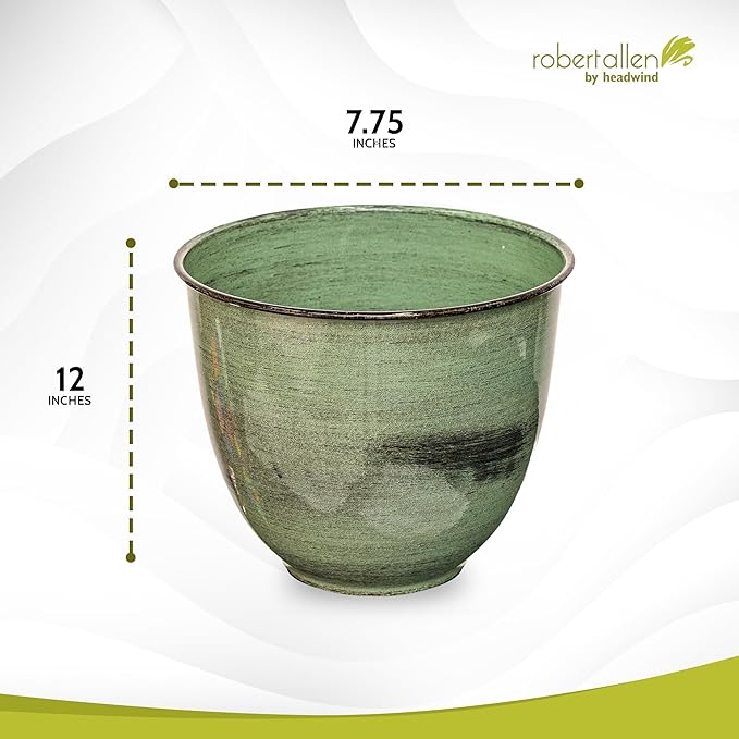 Headwind Glazed Ironstone Hamilton Collection Decorative Plant Pot – 12" Evergreen Pot – Lightweight & Durable with Drainage Flower Pots for Indoor Plants & Outdoor Planter Use by Robert Allen