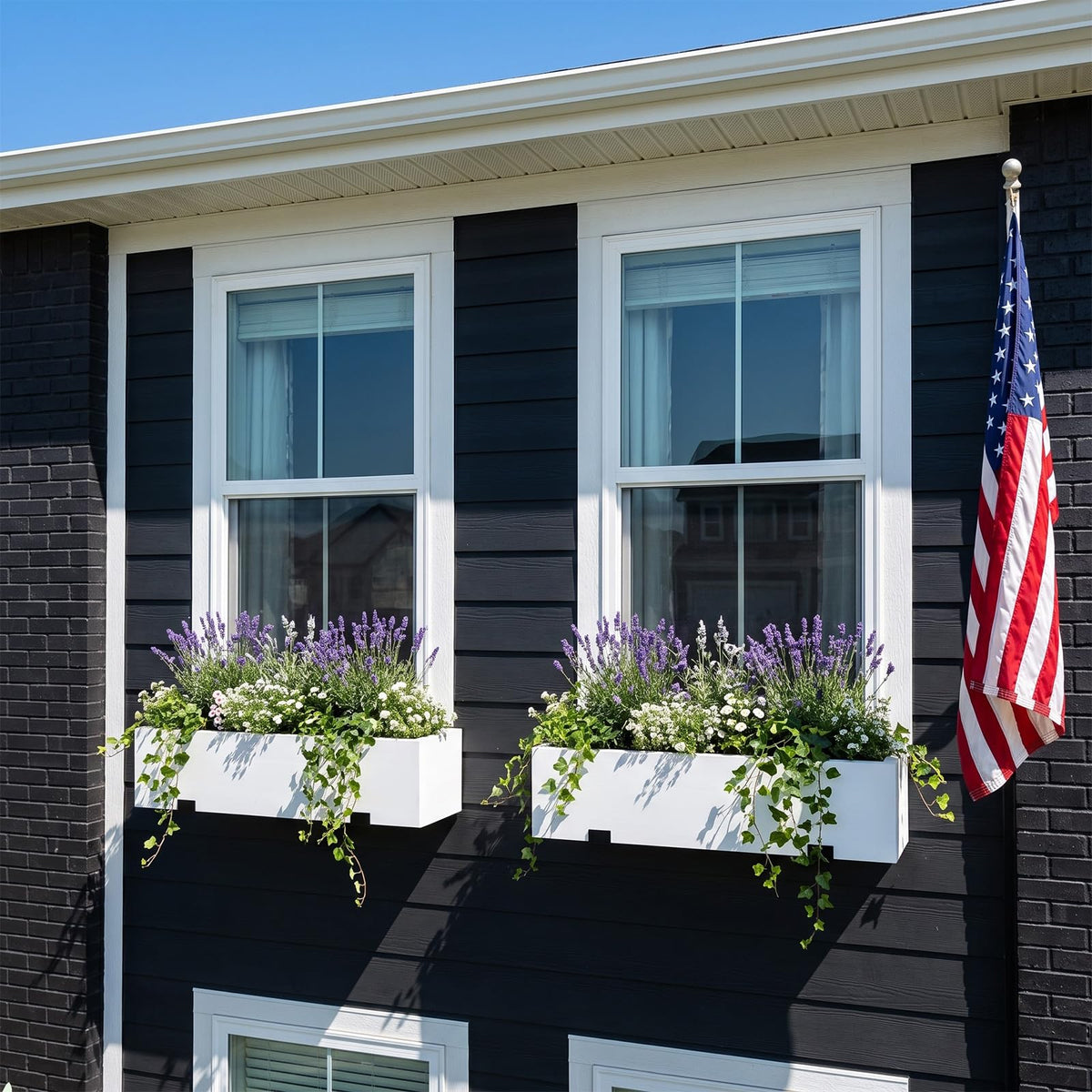 Novabright 24 Inch Wood Window Planter Box with L-Bracket,White