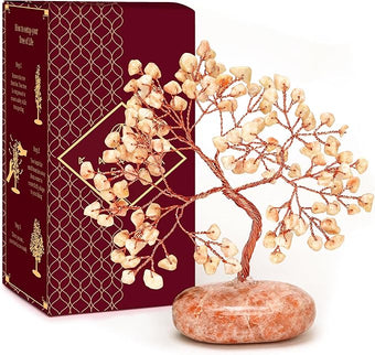 Sun Stone Crystal Tree of Life Office Decor Gifts for Women, Handmade Home Decoration Bonsai Feng Shui Trees for Positive Energy, Good Luck, Money, Meditation, Reiki Healing, Birthday Gifts