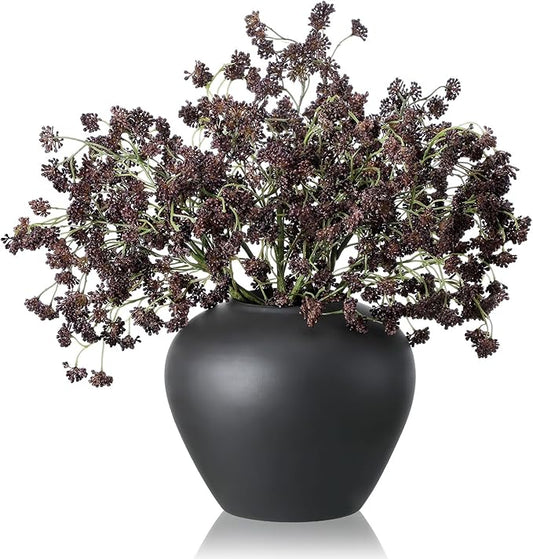 6 Pcs Plum Faux Berry Stems Artificial Dusty Sedum Berry Stems Picks Branches Faux Spray for DIY Holiday Farmhouse Home Mantel Harvest Decorations (16 Inch)