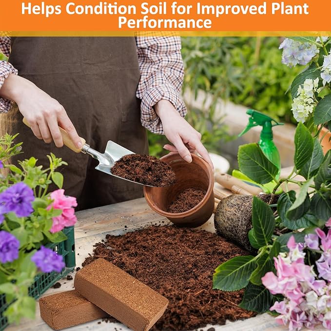 Legigo 4 Pack Premium Coco Coir Brick for Plants- 100% Organic Compressed Coconut Coir Bricks Starting Mix, Coco Coir Fiber Coconut Husk for Planting, Gardening, Potting Soil Substrate, Herbs
