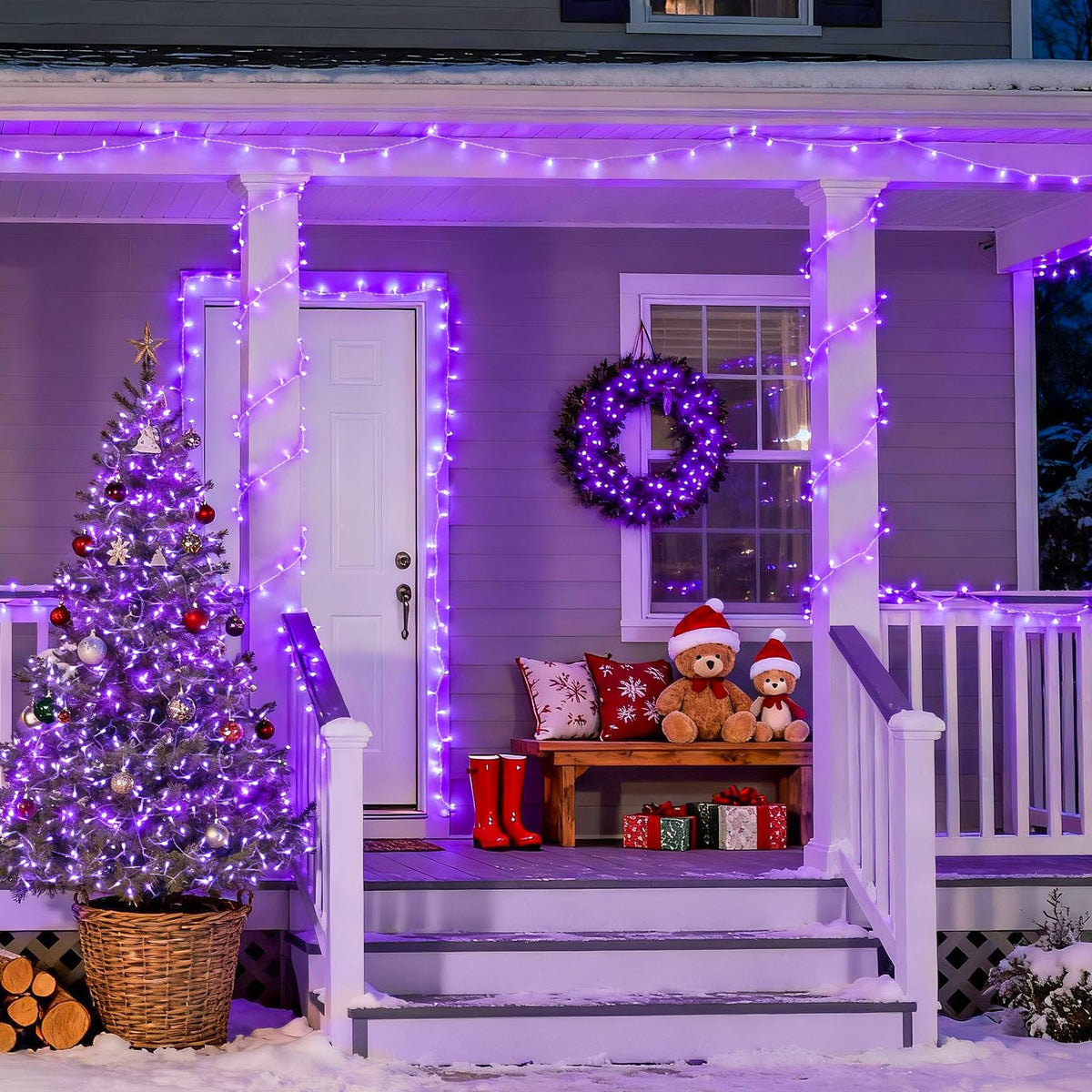 JMEXSUSS 8 Modes 163 FT 500 LED Purple Halloween Lights with Remote