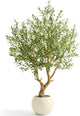 7.5 FT Large Luxury Artificial Olive Tree, Tall Faux Olive Tree with White Pot, Extra Lush Stereoscopic Shape, 5 Minutes Easy Set-up, Realistic Trunks and Lifelike Leaves & Fruits, Home Office Décor