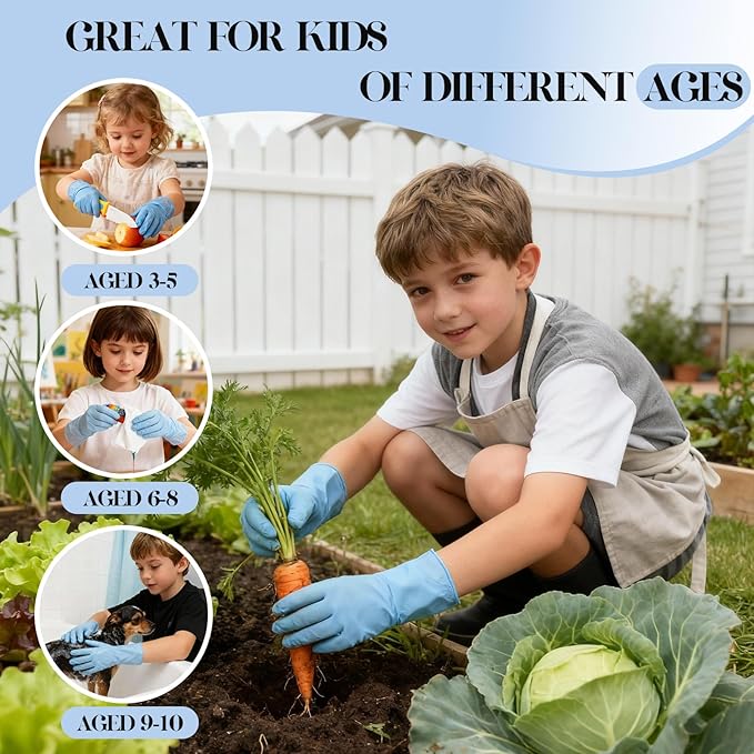Kids Nitrile Gloves for 6-10 Years, 5Mil Blue Disposable Gloves Latex-Free Powder-Free, Durable and Waterproof for Work, Cleaning, Cooking, Gardening, Painting (S,100PCS)