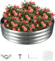 4FT Diameter Galvanized Garden Raised Bed/Plant Box/Fire Pit Ring-0.8mm Thick,12 Inch Tall,Crimped Edge and Corner,No Sharpe,Perfect for Plantings (Silver, 48 Dia X 11.5 inches)