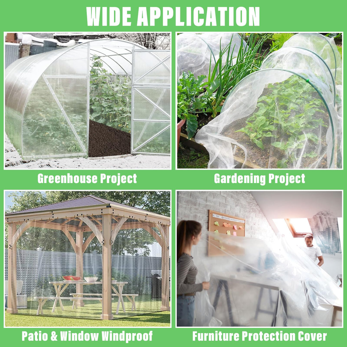 Legigo 10 X 30 Ft Clear Greenhouse Plastic, Plant Covers Freeze Protection