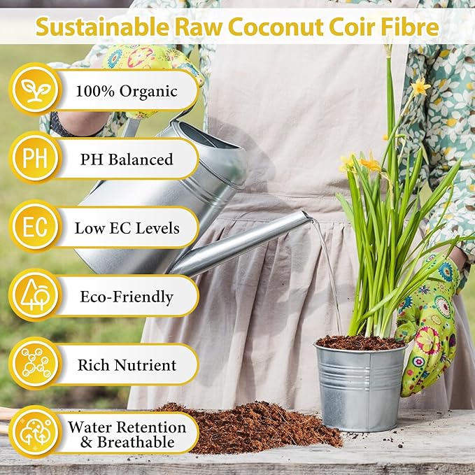 Legigo Pack of 3 Organic Coco Coir Bricks- 100% Natural Compressed Coco Peat Brick Coconut Fiber Substrate with Low EC& pH Balance, Coir Plant Soil Enhance Root Growth for Herbs, Flowers, House Plants