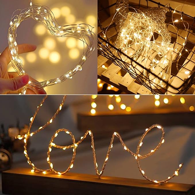 WATERGLIDE 12 Pack Fairy Lights Battery Operated (Included), 7 ft 20 LED Mini String Lights, Waterproof Silver Wire Firefly Starry Lights for DIY Wedding Christmas Party Mason Jars Decor, Warm White