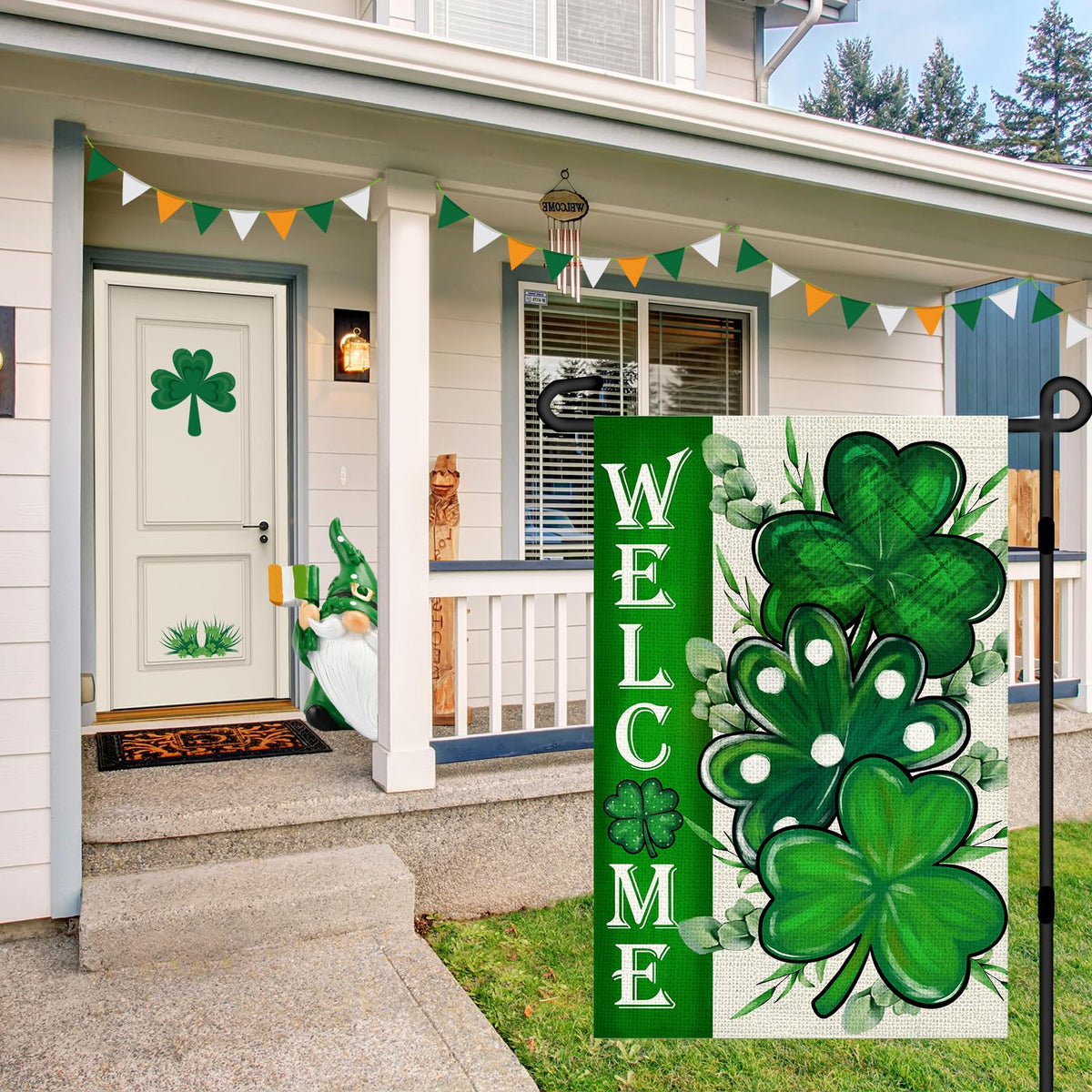 Agroon St Patricks Day Shamrocks Garden Flag 12x18 Inch