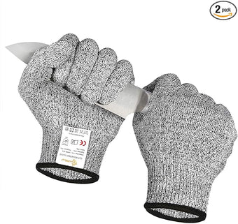 Evridwear Cut Resistant Gloves Food Grade Level 5 Kitchen Safety Protection (Gray, Medium)