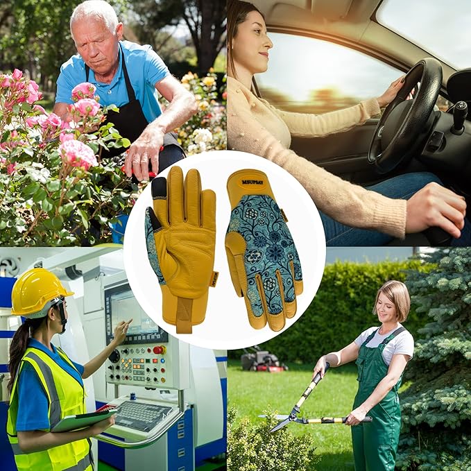 Thorn Proof&Puncture Resistant Gardening Gloves with Grip,Garden Glove for Women, Leather Yard Work Gifts