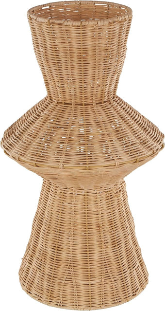 Deco 79 Rattan Handmade Decorative Vase Woven Tapered Fluted Centerpiece Vase, Vase for Home Decoration 10" x 10" x 18", Brown