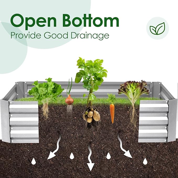 Quictent 6x3x1ft Galvanized Raised Garden Bed with Cover Metal Planter Bottomless Box w/ 2 Large Screen Windows Mini Greenhouse 20pcs T-Tags 1 Pair Gloves Outdoor Growing Vegetables (Green)