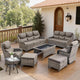 Belord Luxury 6" Thick Cushioned 8 Pieces Patio Furniture Set with Outdoor Couch, Wicker Outdoor Conversation Set with High Back Swivel Rocker Chairs for Deck Porch Yard and Poolside - Grey+Grey