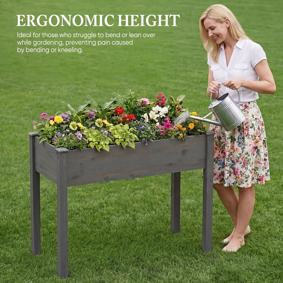 DUMOS 48x24x30 Inch Raised Garden Bed, Elevated Wood Planter Box with Legs
