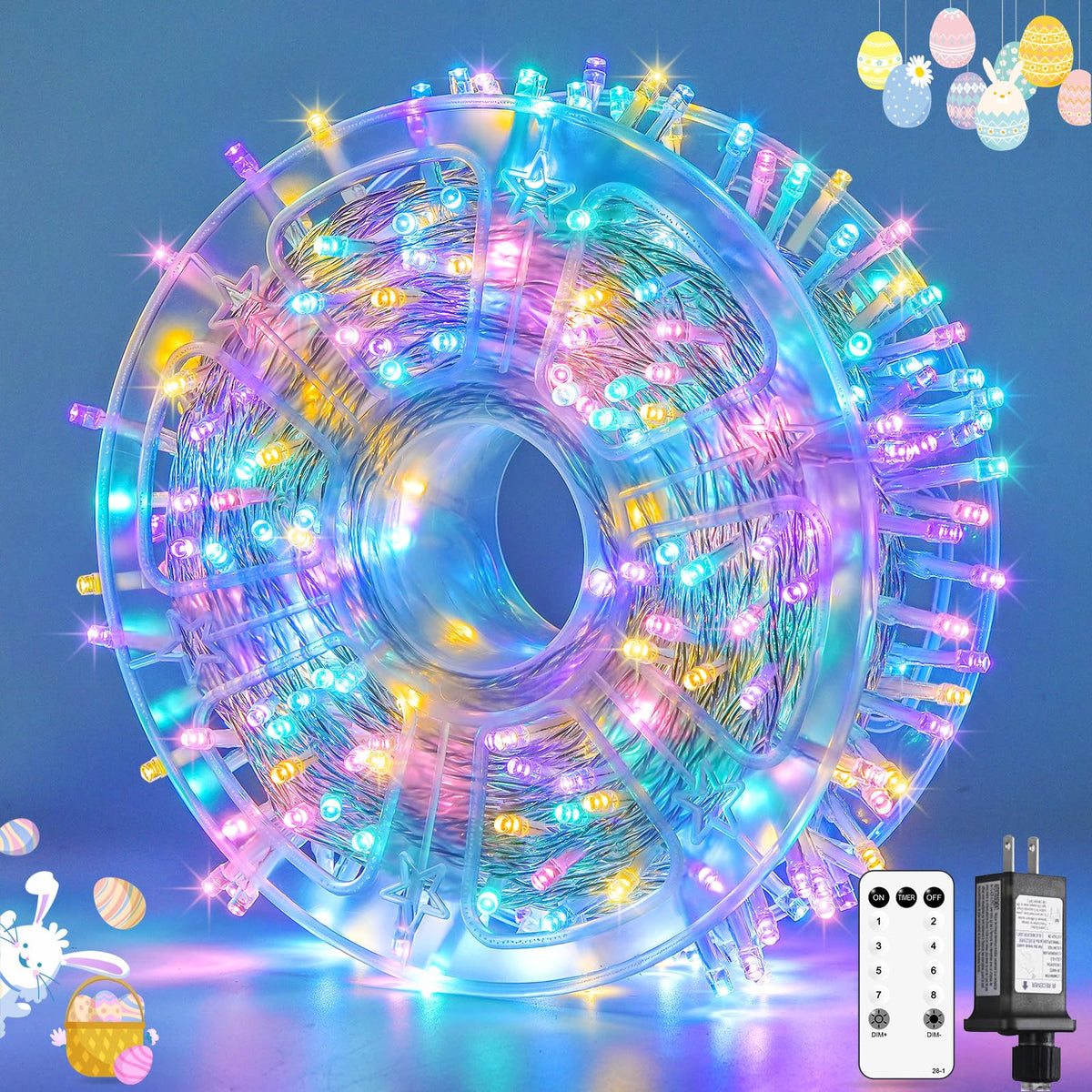 JMEXSUSS 400 LED Easter Lights Indoor Outdoor, 132FT Easter String Lights