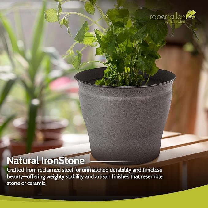 Headwind Natural Ironstone Timberline Collection - 8" Cappuccino Decorative Planter for Outdoor Pots for Plants – Modern Indoor Plant Pots, Large & Small Planters for Indoor Plants by Robert Allen