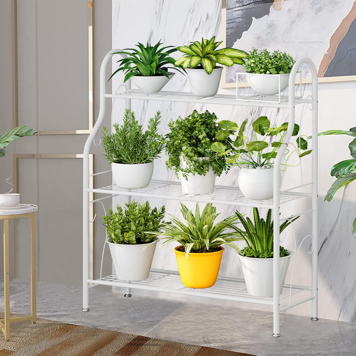 SORCEDAS Plant Stand Outdoor Indoor 3 Tier Metal Corner Flower Shelf