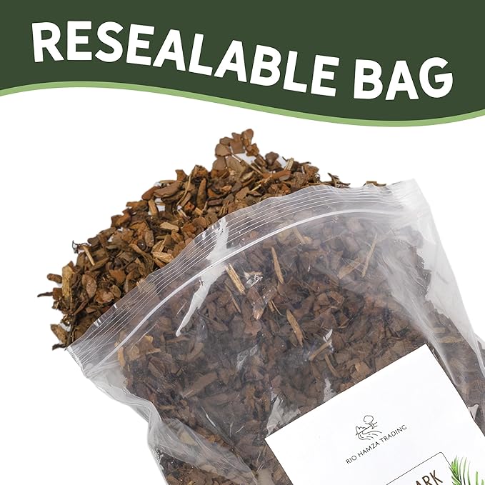 100% Natural Pine Bark Mulch Nuggets (8 Quarts), Small Mulch Chips for Indoor/Outdoor Container Gardening, Ideal for Soil Supplement, Houseplant Mulch