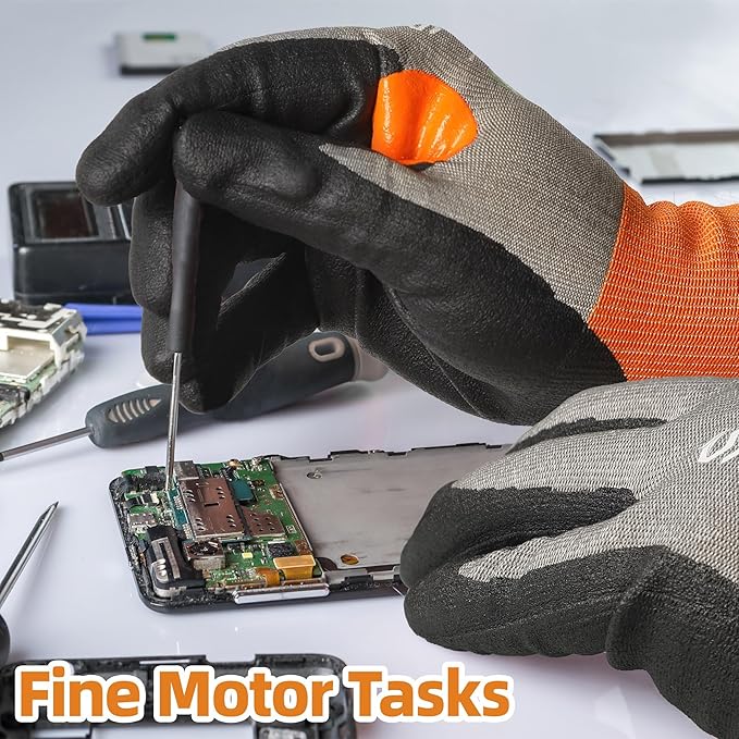 Schwer A6 AIR-SKIN Cut Resistant Work Gloves, Comfortable & Breathable, 21-Gauge Seamless Knit Flexible Safety Working Gloves with Grip for Refined Tasks, Touch-screen, Non PFAS, 1 Pair, S, AR5926