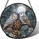 Stained Glass Window Hanging - Owl On A Tree Suncatcher for Doors Garden Patio Winter Scene Sun Catchers Decor Christmas Mother's Day Birthday Gifts for Women Men Mom Nana Friend 9.8 in