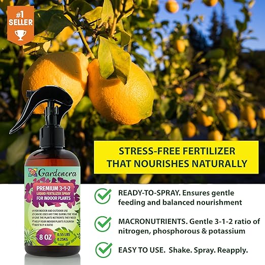 Gardenera Proffesional Thai Constellation Spray Fertilizer Mist for Home Gardening | 3-1-2 Gentle Blend Mist for Healthy Leaves & Growth | Essential Nutrients for Thai Constellations - 8oz