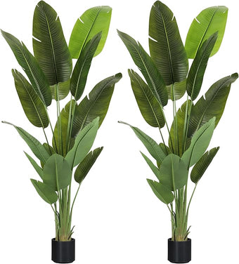 ProDeco Large Artificial Plants Indoor 7.2Ft Silk Bird of Paradise Big Tall Fake Tree Faux Green Silk Floor Potted Plants for Home Living Room Bedroom Office Decor (2 Pack)…