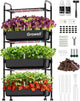 Large Hydroponics Growing System Kit, Vertical Indoor Herb Garden Kit with LED Grow Light & Independent Water Pump, 42L Movable Indoor Planter Perfect Gardening Gifts (3 Tier-81 Pods Black)