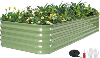 GoCampDriect 6IN1 Raised Garden Bed - 8x3x1.4ft Galvanized Raised Garden Boxes Outdoor Corrosion Resistant | Variable Shape 9x2x1.4ft Metal Raised Garden Beds for Planting Vegetable, Fruits, Flower