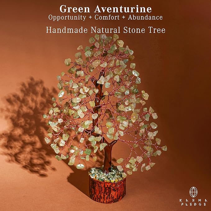 Crystal Tree of Life Green Aventurine Healing Crystal Trees for Home & Office Decoration, Handmade Bonsai Trees for Positive Energy, Money, Good Luck, Christmas Decor, Birthday Gifts for Women, Mom