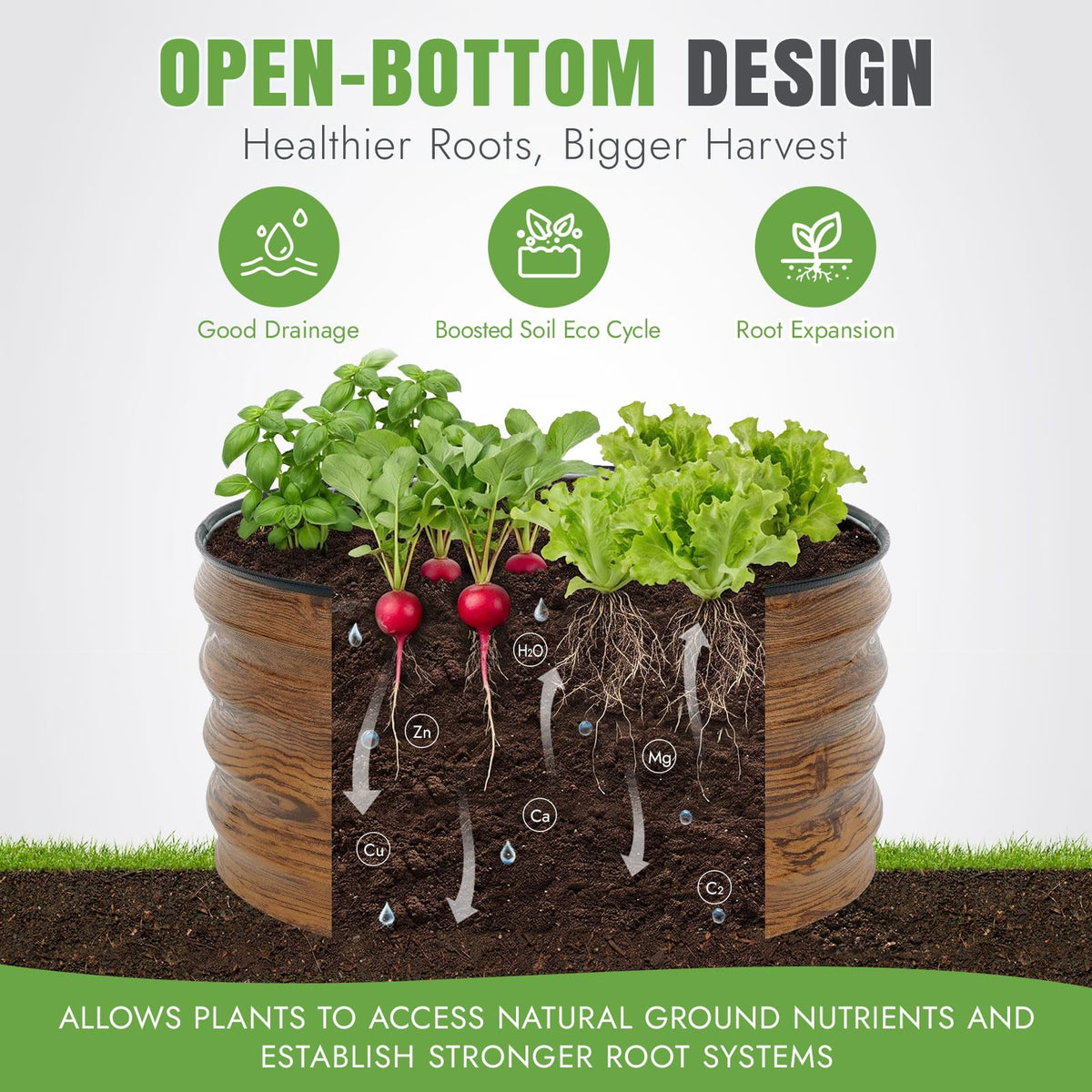 INNO STAGE 3 Pcs Round Galvanized Raised Garden Beds,2x2x1ft Grain