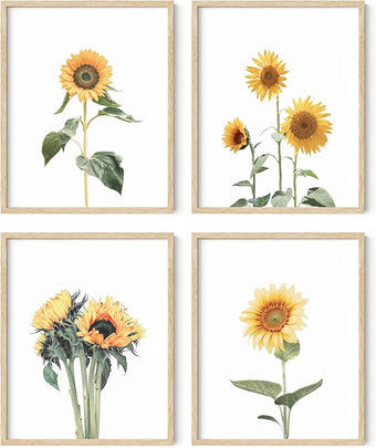 HAUS AND HUES Sunflower Set Collage 16x20 - Framed Beige