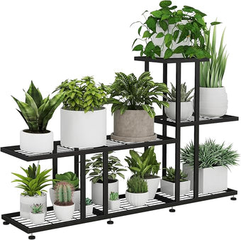 Corner Plant Stand Indoor Outdoor Plant Stands for Patio Black Metal Corner Plant Shelf 7 Tier Multiple Pots Planter Display Rack for Garden Office Living Room Decor,Heavy Duty & Thick (7-Tier)