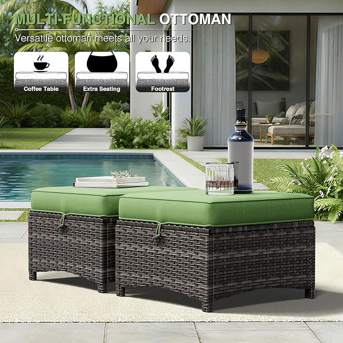 Joyside 7 Piece Wicker Patio Furniture Set, Rattan Patio Chairs with High Back, Deep Seating, Wide Armrest, Thickened Cushions, Outdoor Furniture for Deck, Porch Use
