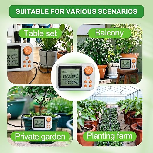 Indoor Plant Automatic drip Irrigation kit Suitable for Automatic Watering System of 15 Potted Plants, programmable Water Timer, Intelligent Humidity Detection (4 Sets)