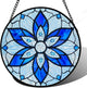 AMDERVEN Stained Glass Window Hanging, Blue Tiffany Style Flowers Sun Catcher for Window Door Home Decor Suncatcher Christmas Mother's Day Birthday Gifts for Women Men Mom and Nana 7.8 in