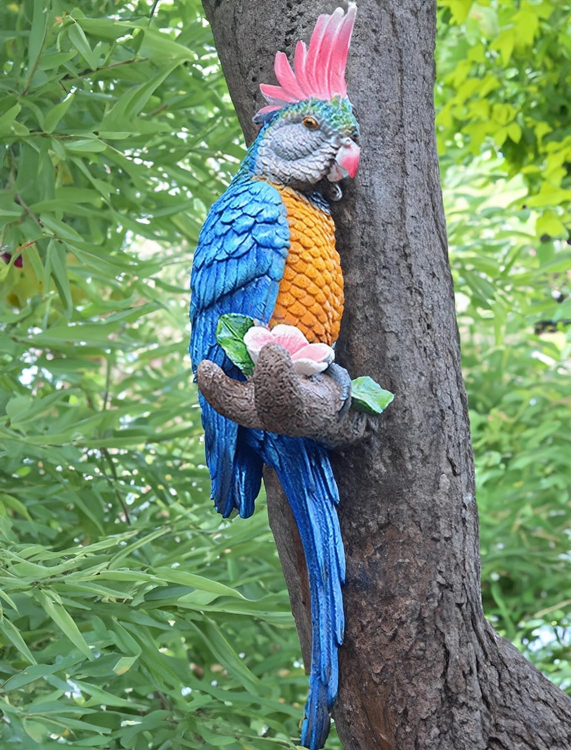 Teaeeno Resin Real Parrot Bird Statue Sculpture Figurine Ornament