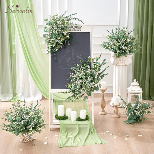 Serwalin 200PCS Mixed Eucalyptus Stems with Baby's Breath Greenery